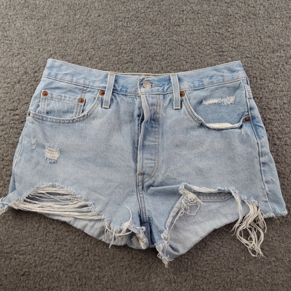 Levis 501 Shorts Sz 29 Light Wash Distressed Cut Off 100% Cotton Cowgirl Rodeo